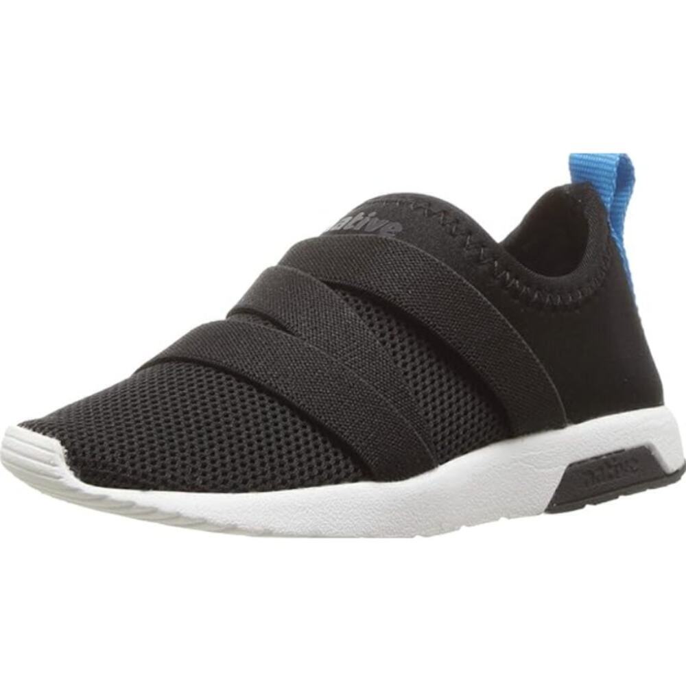 Native Shoes Black Slip-On Mesh Baby Walker with Blue Heel Tab